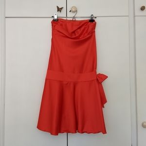 Silk Watermelon Red Strapless Dress